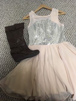 Sequin peach cocktail dress, size 11