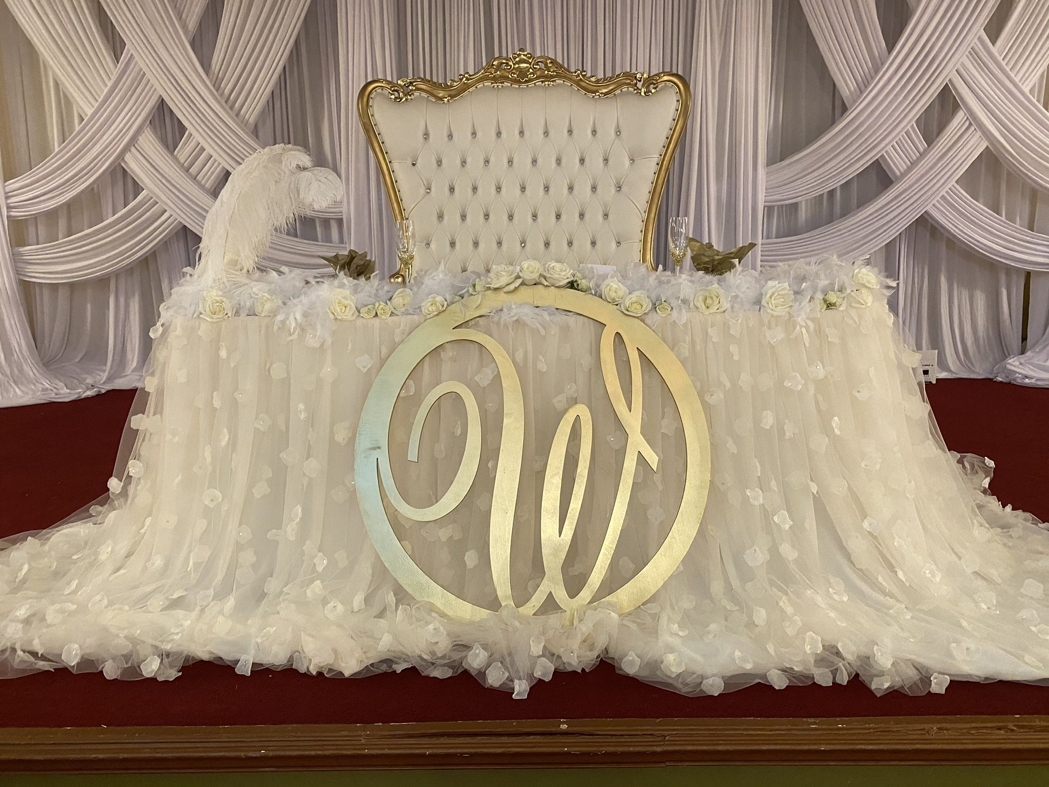 Wedding/Event or Bridal/Baby Shower Custom Beaded And Tulle Table Skirt 