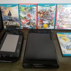 Nintendo Wii U (Black) W/ 5 Games and Wires  READ DESCRIPTION!!!