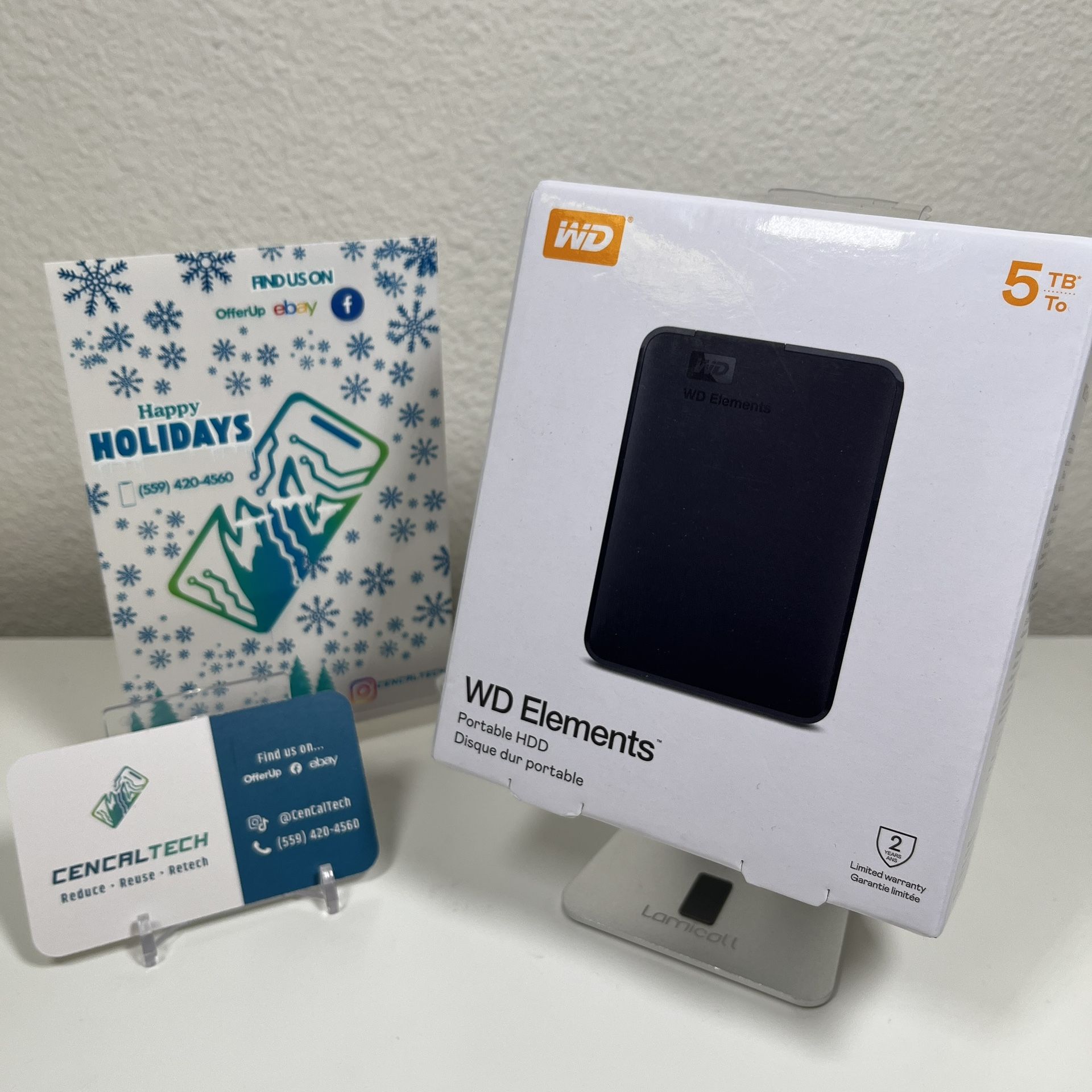 New WD 5TB Elements Portable Storage USB 3.0 Model WDBU6Y0050BBK-WESN Black