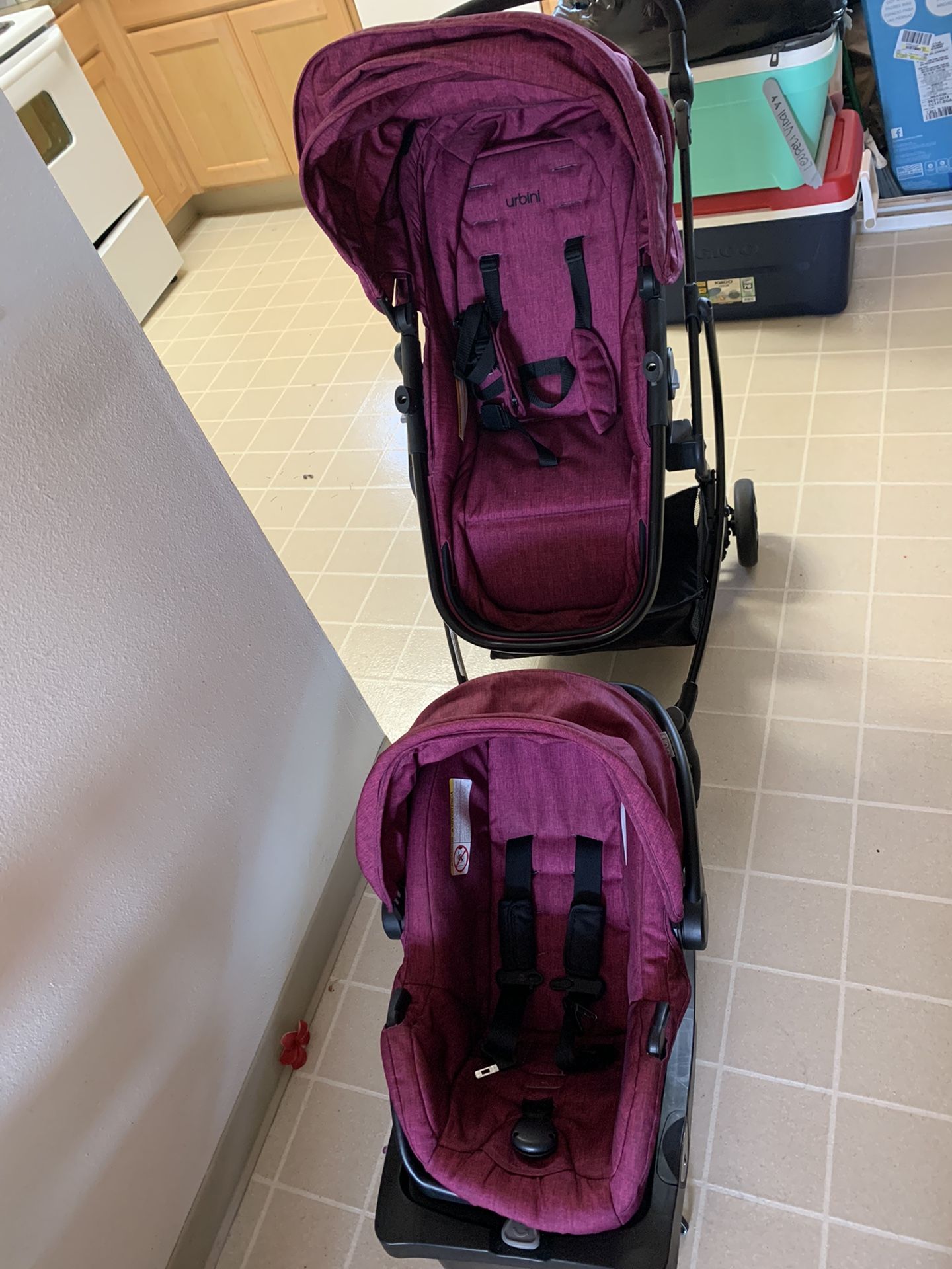 Evenflo Urbini Omni Plus Travel System stroller, Raspberry Pink