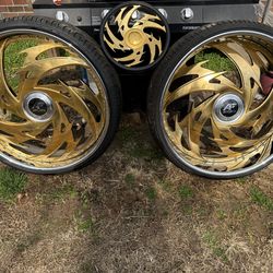 24k gold 30 inch Amani forged staggered wheels