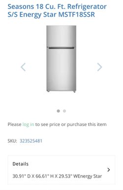 Seasons 18 cu. ft. Refrigerator Stainless Steel Energy Star