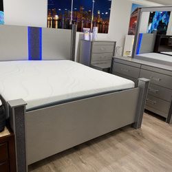 5PC BEDROOM SET AVAILABLE IN FULL/QUEEN/KING BLUETOOTH SPEAKER LED LIGHT ON SALE STARTING @$899!!!** ENDS 11/30/25!!***