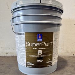 Exterior Superpaint and primer in one. Color Cornwall Slate. Low sheen. New 5 gallons