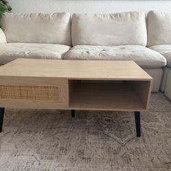 Rattan Coffee Table With Hide Storage  