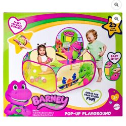 Barney Pop-Up Playground - Ball Pit, 25 Balls & Basketball Hoop, Indoor & Outdoor, Children Ages 2+