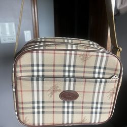 Burberrys Vintage Check Canvas Crossbody Messenger Bag
