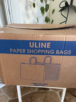 Set Of 250 White Paper Shopping Bags 16 X 6 X 12”, Vogue