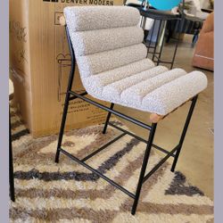 Denver Modern Vail Counter Stool in Oak & Stone Boucle