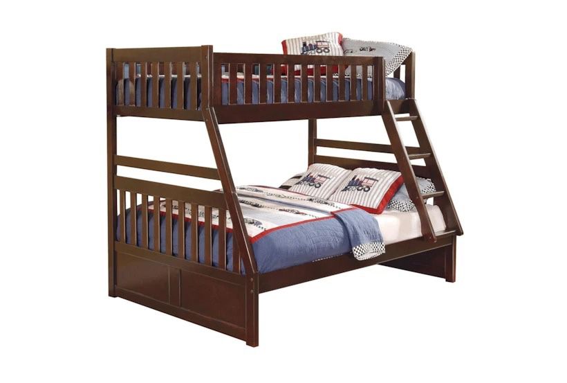 Kory Cherry Twin Over Full Wood Bunk Bed