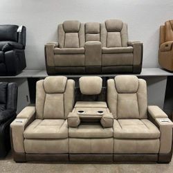 Next-gen Durapella Sand Power Reclining Living Room Set/ Sofa And Loveseat// Delivery Available 