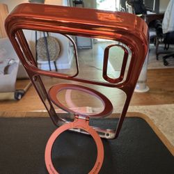 Brand New iPhone 17 Pro Max Case Chrome Orange & Clear w/360 Rotating MagSafe Stand