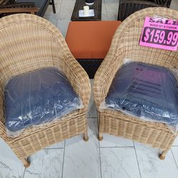 Wicker Chairs with Cushions