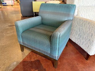CHARTER FUNITURE Teal Blue Geometric Circle Pattern Armchair