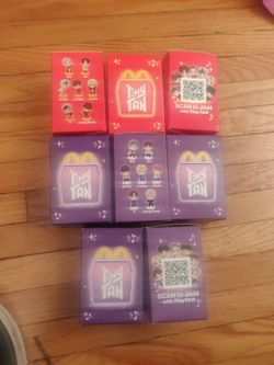 McDonald's TinyTAN BTS Toy Figures - Lot of 8 (Red & Purple Boxes)