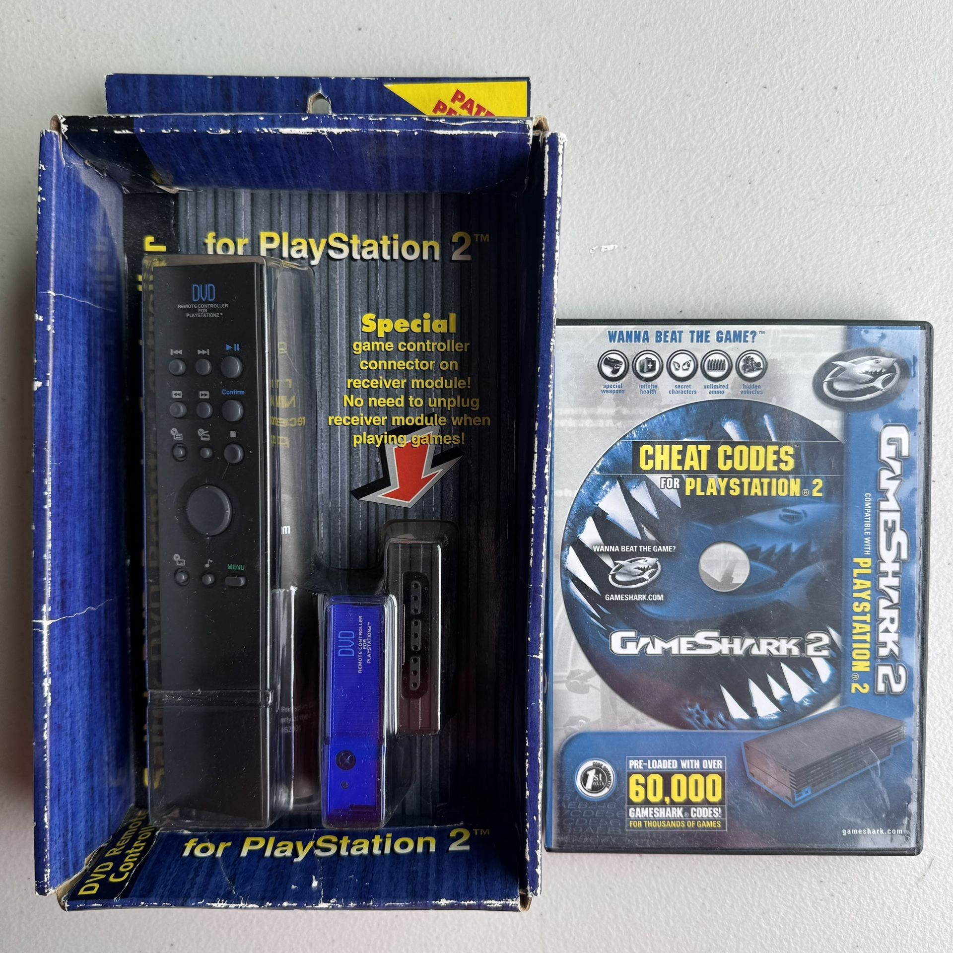 PS2 Media Remote. Game Shark. Sony PlayStation 2