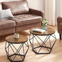 VASAGLE Small Coffee Table Set of 2