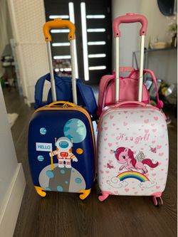 Kids carry on suitcase with matching backpack