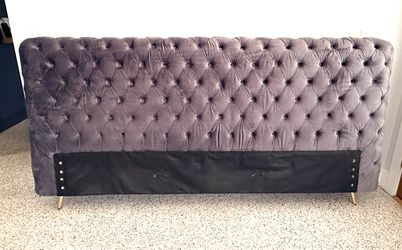 Gray Tufted Velvet KING Headboard