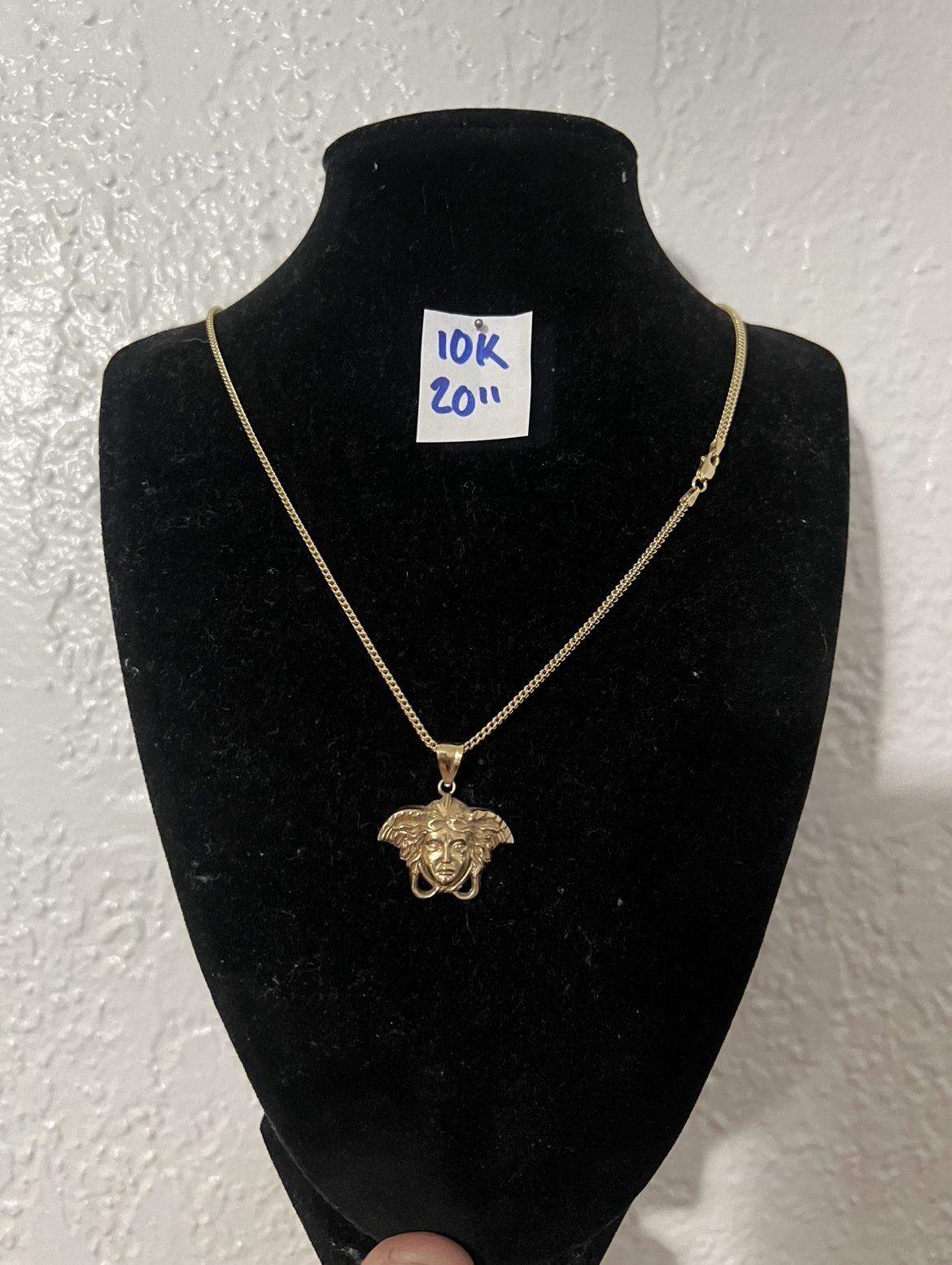 10K Yellow Gold Franco Chain and Pendant For Wedding 20 Inches Long