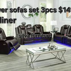 Power sofas set recliner 3pcs