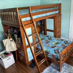 Bunk Beds Twin Combo With Built in Desk And Drawers