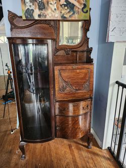 Late 1800s Secretary Desk And Curio Case
