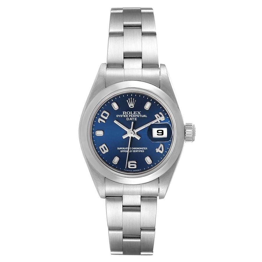 Ladies Rolex 26mm DateJust Stainless Steel Watch with Midnight Blue Dial and Smooth Bezel. (322-14501)