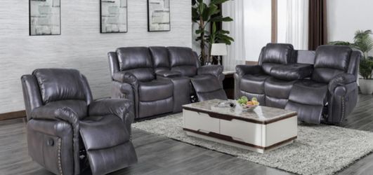 Brand NEW***Gray Charcoal 3pc SET RECLINERS SET!!
