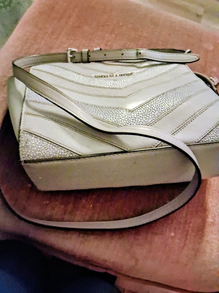 Michael kors silver gray crossbody handbag