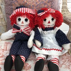 Vintage 19” Ann & Andy Handmade Cloth Rag Dolls