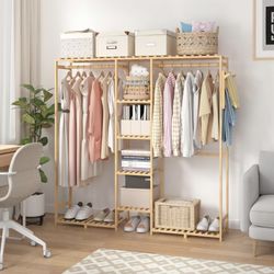 100% Bamboo Clothing Rack 11.8"D x 57"W x 57"H Fully Assembled