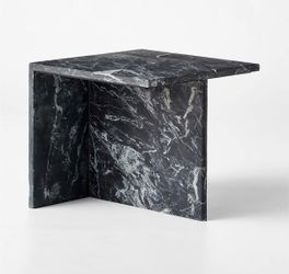 CB2 T Black Marble Side Table