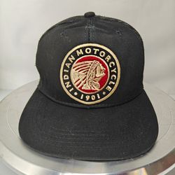 Indian Motorcycle patch flat bill trucker mesh snapback cap ( One Size)