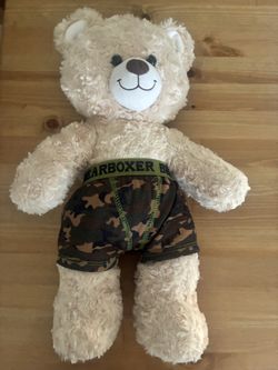 Brown Build-A-Bear Plush with Camouflage Shorts