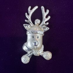 Vintage Goldtone Christmas Reindeer Buck Brooch