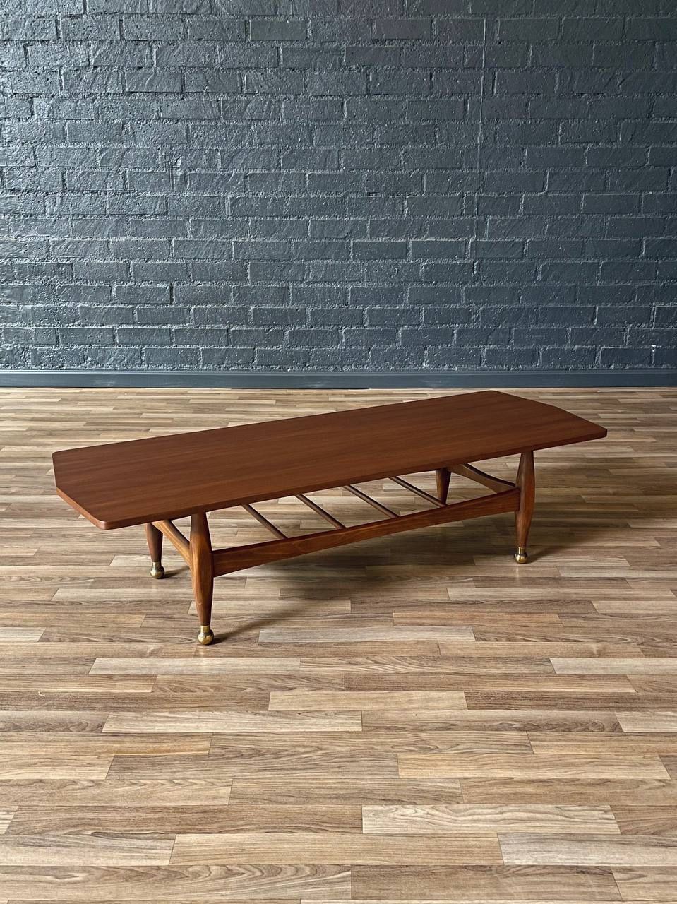 Mid-Century Modern Sculpted Coffee Table w/ Magazine Shelf, c. 1960's - Delivery Available