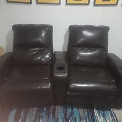 Reclining Theater Chairs Brown Leather6