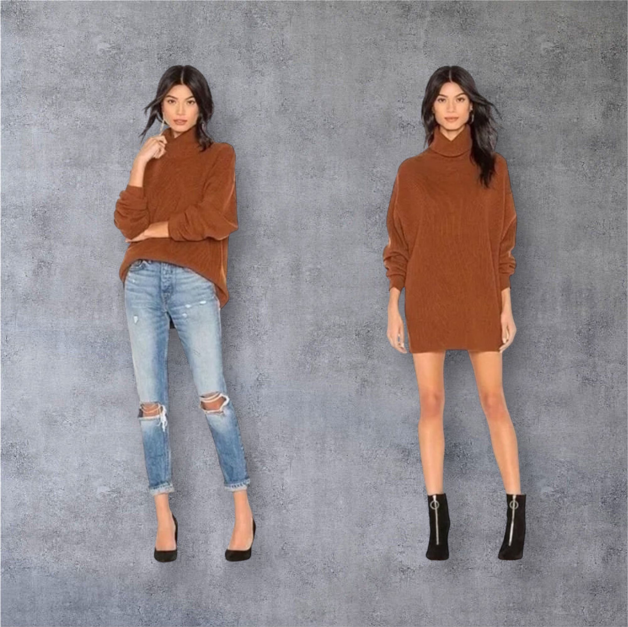 Free People Softly Structured Tunic Sweater Burnt Orange Women’s Sz Small Chunky Ribbed Turtleneck