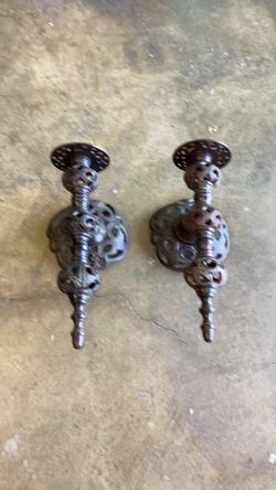 Vintage Ornate Cast Iron Spanish Style Candle Holders 13 Inch Tall