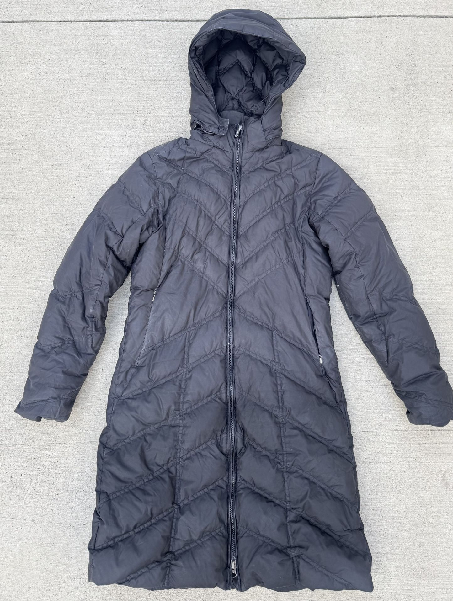 Patagonia Womens Downtown Loft Parka Hooded Down Puffer Sz Small Black Long