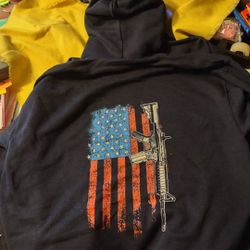 Brand New Black Hoodies With Red White And Blue Second Amendment Read Full Description
