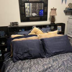 Storage Bed With Charging Stations, Bookshelves, And LED Lighting 
