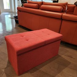 Red Ottoman Storage Sitting Bench Footrest