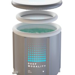 COLD PLUNGE TUB | Upgraded Materials | Classic Ice Bath - Inflatable Round, Grey & White 95GL