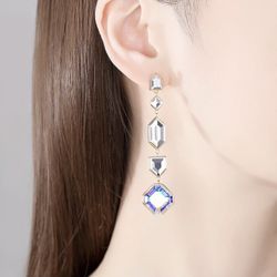pendientes colgantes de Cristal Swarovski, caleidoscopio, lujoso, plata, joyería
