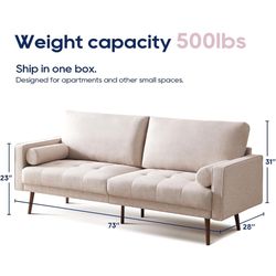 Beige linen 3 Seater Couch 
