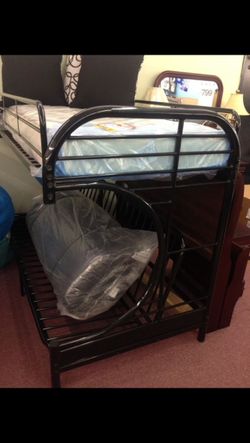 💥HUGE Blowout Furniture Sale!💥 Black Metal Twin Futon Bunk Bed Brand New In Box! $50 Down Takes It Home Today!