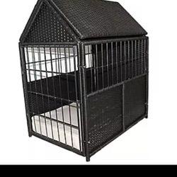 Iconic Pet Rattan Indoor Outdoor Dog Crate with Storage